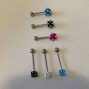 Piercing 6 blue white back purple. Dice